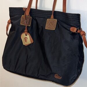 Dooney & Bourke Black Tote with Brown Leather Trim